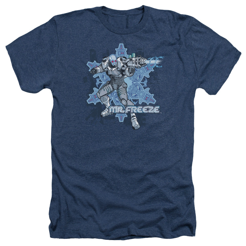 AN OFFCIALLY LICENSED BATMAN MR FREEZE MEN'S HEATHER T-SHIRT NAVY