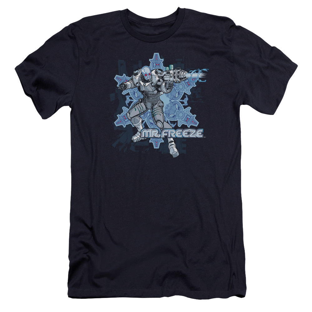 AN OFFCIALLY LICENSED BATMAN MR FREEZE MEN'S PREMIUM SLIM FIT T-SHIRT NAVY