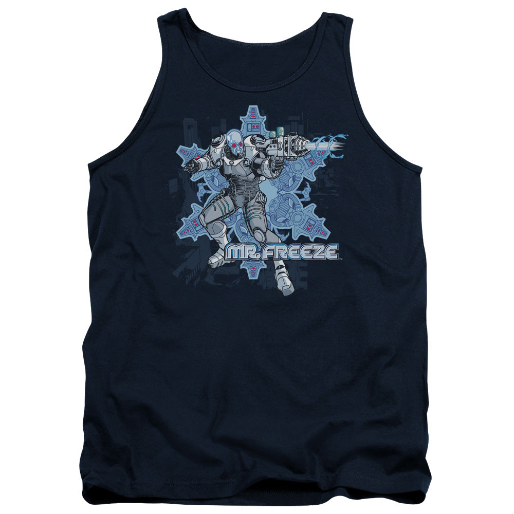 AN OFFCIALLY LICENSED BATMAN MR FREEZE ADULT UNISEX TANK TOP NAVY