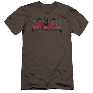 AN OFFCIALLY LICENSED BATMAN DARK DETECTIVE MEN'S PREMIUM SLIM FIT T-SHIRT CHARCOAL