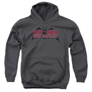 AN OFFCIALLY LICENSED BATMAN DARK DETECTIVE YOUTH HOODIE CHARCOAL