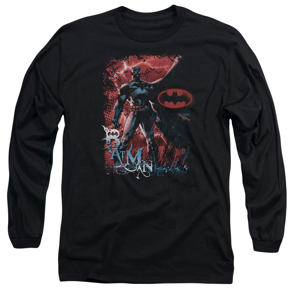 AN OFFCIALLY LICENSED BATMAN GOTHAM REIGN MEN'S LONG SLEEVE T-SHIRT BLACK