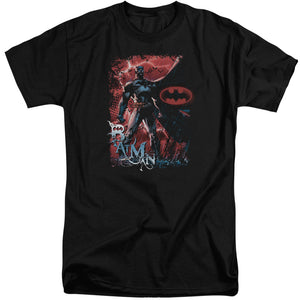 AN OFFCIALLY LICENSED BATMAN GOTHAM REIGN MEN'S TALL FIT T-SHIRT BLACK