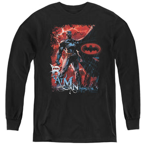 AN OFFCIALLY LICENSED BATMAN GOTHAM REIGN YOUTH LONG SLEEVE T-SHIRT BLACK