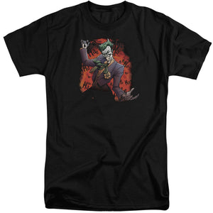 AN OFFCIALLY LICENSED BATMAN JOKERS AVE MEN'S TALL FIT T-SHIRT BLACK