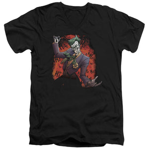AN OFFCIALLY LICENSED BATMAN JOKERS AVE MEN'S V-NECK T-SHIRT BLACK