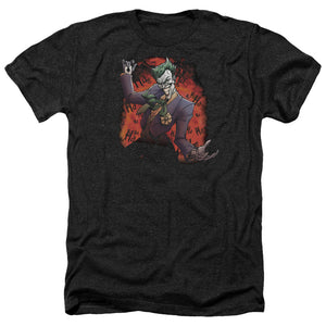 AN OFFCIALLY LICENSED BATMAN JOKERS AVE MEN'S HEATHER T-SHIRT CHARCOAL
