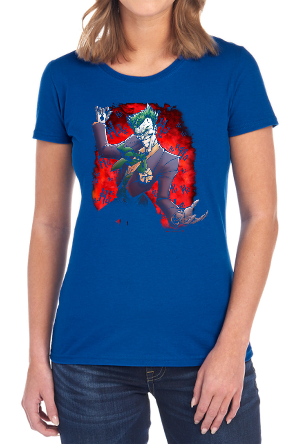 AN OFFCIALLY LICENSED BATMAN JOKERS AVE WOMEN'S REGULAR FIT T-SHIRT BLACK