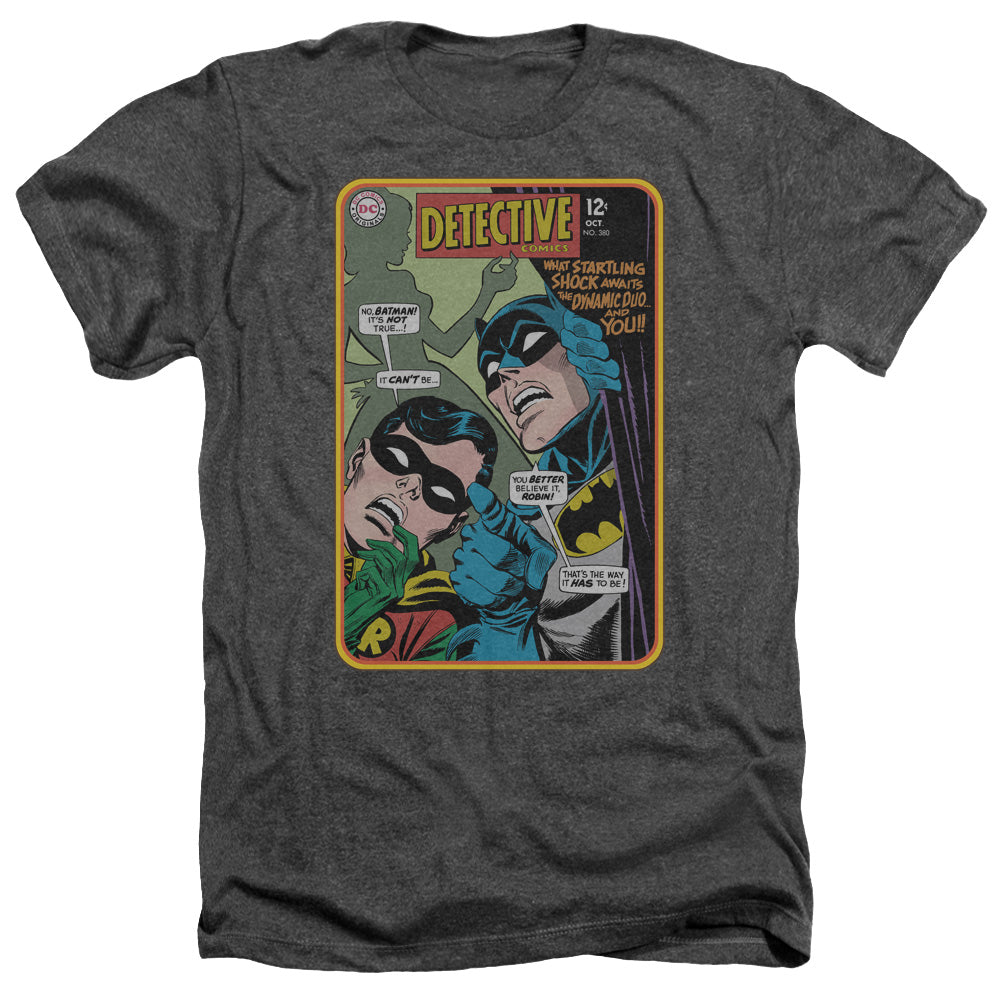 AN OFFCIALLY LICENSED BATMAN DETECTIVE #380 MEN'S HEATHER T-SHIRT CHARCOAL