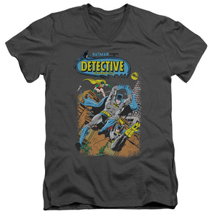 AN OFFCIALLY LICENSED BATMAN DETECTIVE #487 MEN'S V-NECK T-SHIRT CHARCOAL
