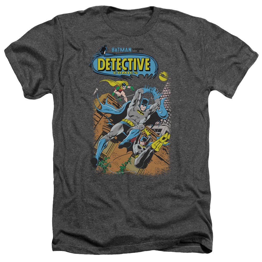 AN OFFCIALLY LICENSED BATMAN DETECTIVE #487 MEN'S HEATHER T-SHIRT CHARCOAL