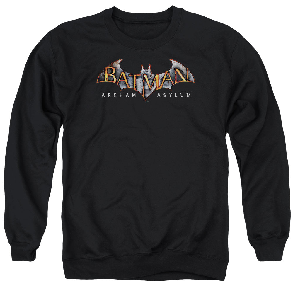 AN OFFCIALLY LICENSED BATMAN AA ARKHAM ASYLUM LOGO ADULT UNISEX CREWNECK SWEATSHIRT BLACK