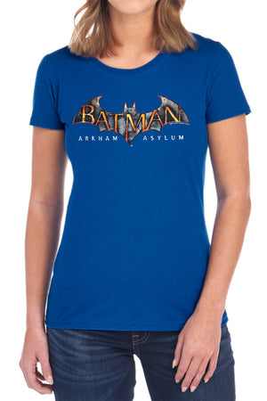 AN OFFCIALLY LICENSED BATMAN AA ARKHAM ASYLUM LOGO WOMEN'S REGULAR FIT T-SHIRT BLACK