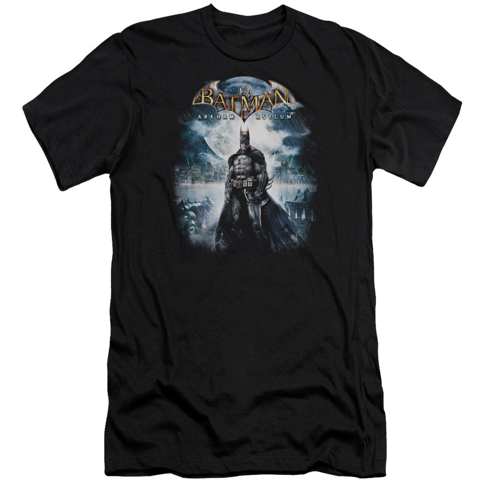 AN OFFCIALLY LICENSED BATMAN AA GAME COVER MEN'S PREMIUM SLIM FIT T-SHIRT BLACK