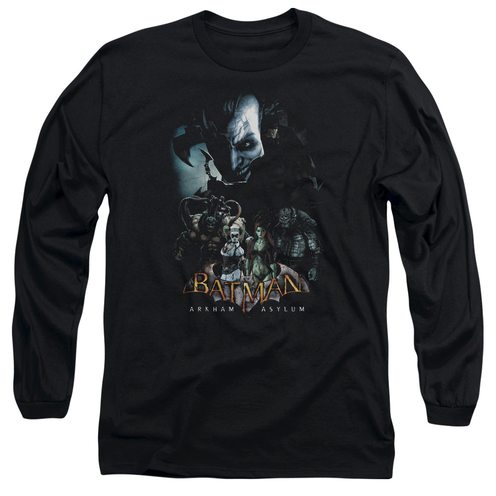 AN OFFCIALLY LICENSED BATMAN AA FIVE AGAINST ONE MEN'S LONG SLEEVE T-SHIRT BLACK