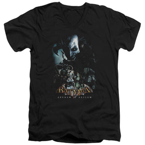 AN OFFCIALLY LICENSED BATMAN AA FIVE AGAINST ONE MEN'S V-NECK T-SHIRT BLACK