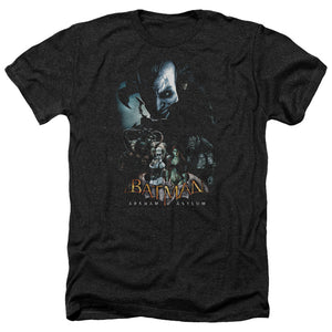 AN OFFCIALLY LICENSED BATMAN AA FIVE AGAINST ONE MEN'S HEATHER T-SHIRT CHARCOAL