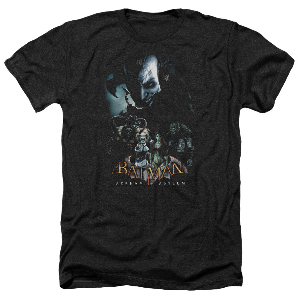 AN OFFCIALLY LICENSED BATMAN AA FIVE AGAINST ONE MEN'S HEATHER T-SHIRT CHARCOAL