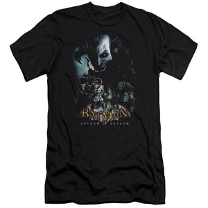 AN OFFCIALLY LICENSED BATMAN AA FIVE AGAINST ONE MEN'S PREMIUM SLIM FIT T-SHIRT BLACK