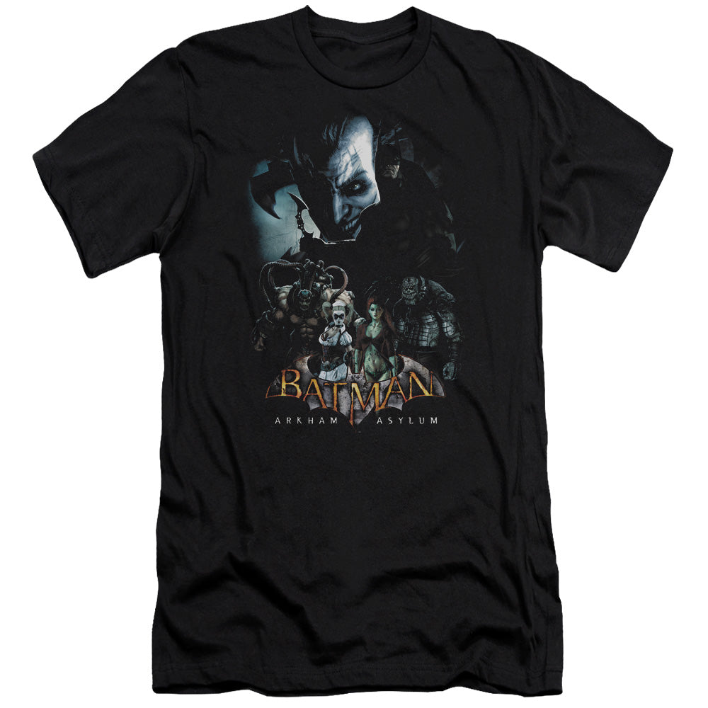 AN OFFCIALLY LICENSED BATMAN AA FIVE AGAINST ONE MEN'S PREMIUM SLIM FIT T-SHIRT BLACK