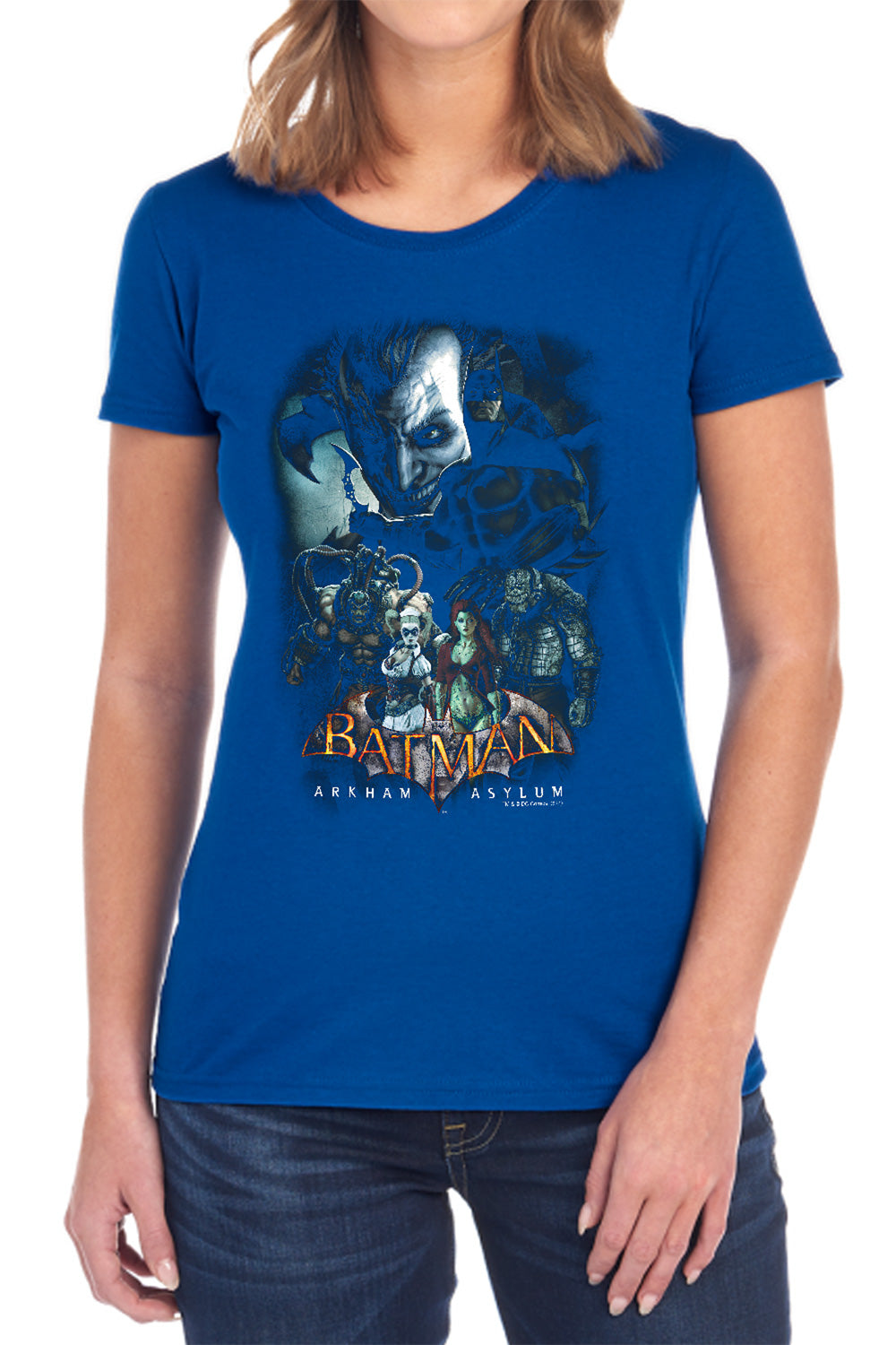 AN OFFCIALLY LICENSED BATMAN AA FIVE AGAINST ONE WOMEN'S REGULAR FIT T-SHIRT BLACK