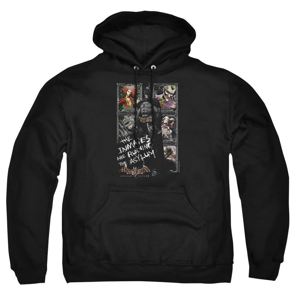 AN OFFCIALLY LICENSED BATMAN AA RUNNING THE ASYLUM ADULT UNISEX PULLOVER HOODIE BLACK