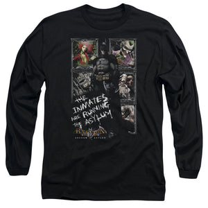 AN OFFCIALLY LICENSED BATMAN AA RUNNING THE ASYLUM MEN'S LONG SLEEVE T-SHIRT BLACK