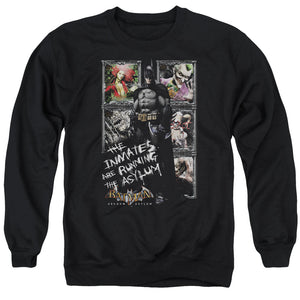 AN OFFCIALLY LICENSED BATMAN AA RUNNING THE ASYLUM ADULT UNISEX CREWNECK SWEATSHIRT BLACK