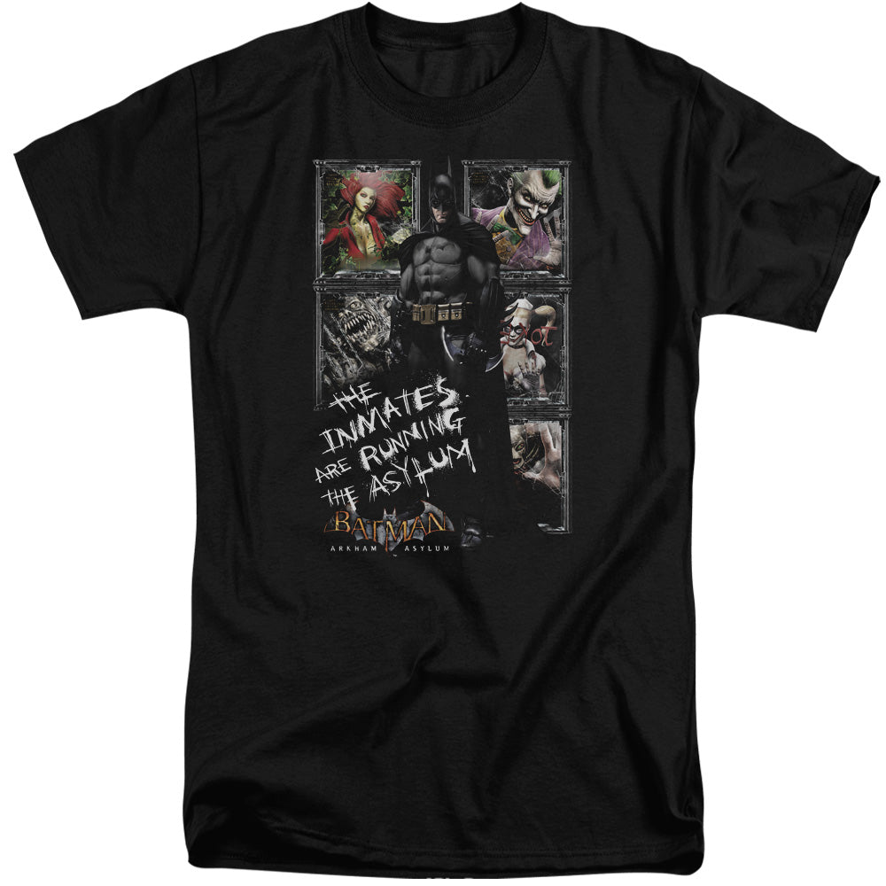 AN OFFCIALLY LICENSED BATMAN AA RUNNING THE ASYLUM MEN'S TALL FIT T-SHIRT BLACK