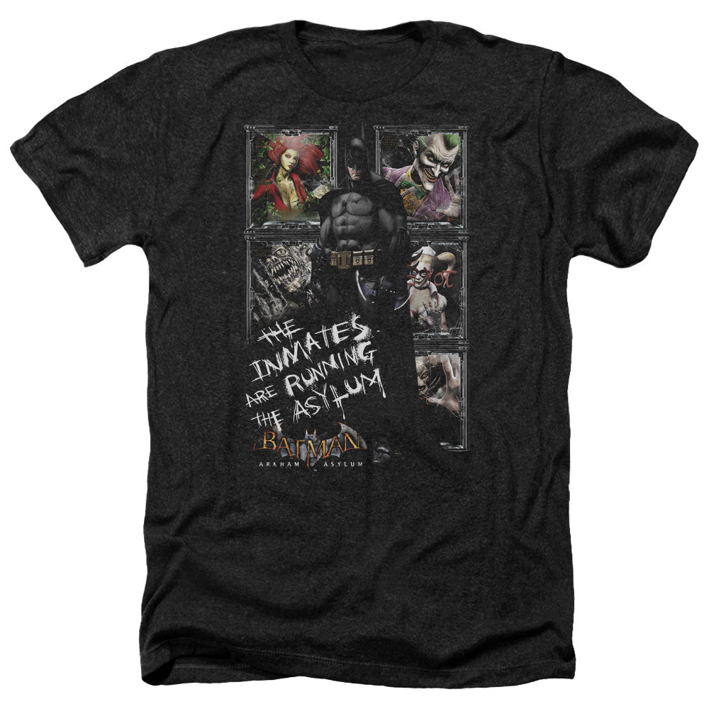 AN OFFCIALLY LICENSED BATMAN AA RUNNING THE ASYLUM MEN'S HEATHER T-SHIRT CHARCOAL