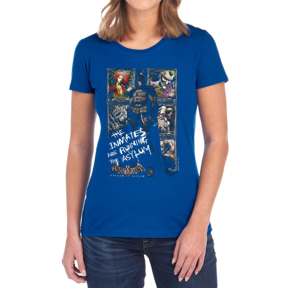 Batman Aa Running The Asylum Licensed Women's T-Shirt Regular Fit SM