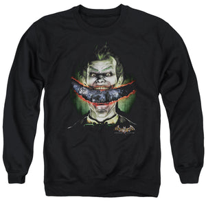 AN OFFCIALLY LICENSED BATMAN AA CRAZY LIPS ADULT UNISEX CREWNECK SWEATSHIRT BLACK