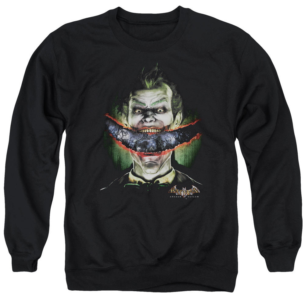 AN OFFCIALLY LICENSED BATMAN AA CRAZY LIPS ADULT UNISEX CREWNECK SWEATSHIRT BLACK