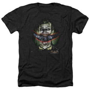 AN OFFCIALLY LICENSED BATMAN AA CRAZY LIPS MEN'S HEATHER T-SHIRT CHARCOAL