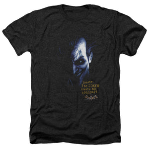 AN OFFCIALLY LICENSED BATMAN AA ARKHAM JOKER MEN'S HEATHER T-SHIRT CHARCOAL