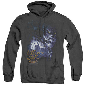 AN OFFCIALLY LICENSED BATMAN AA ARKHAM KILLER CROC ADULT UNISEX HEATHER PULLOVER HOODIE BLACK