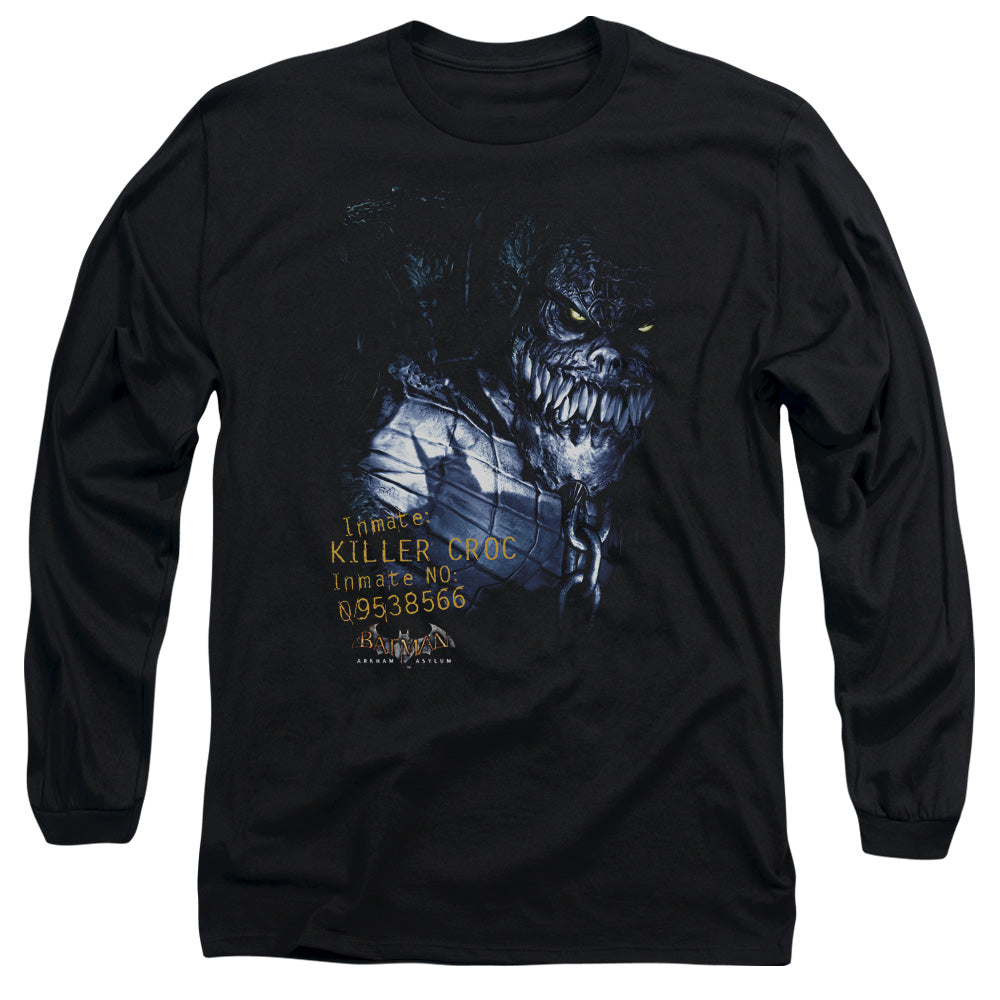 AN OFFCIALLY LICENSED BATMAN AA ARKHAM KILLER CROC MEN'S LONG SLEEVE T-SHIRT BLACK
