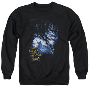 AN OFFCIALLY LICENSED BATMAN AA ARKHAM KILLER CROC ADULT UNISEX CREWNECK SWEATSHIRT BLACK