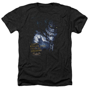 AN OFFCIALLY LICENSED BATMAN AA ARKHAM KILLER CROC MEN'S HEATHER T-SHIRT CHARCOAL