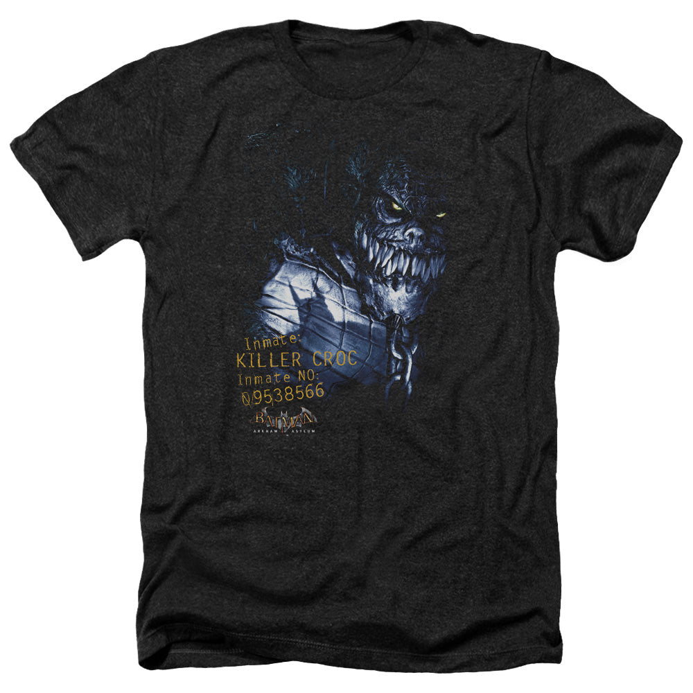 AN OFFCIALLY LICENSED BATMAN AA ARKHAM KILLER CROC MEN'S HEATHER T-SHIRT CHARCOAL