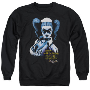 AN OFFCIALLY LICENSED BATMAN AA ARKHAM HARLEY QUINN ADULT UNISEX CREWNECK SWEATSHIRT BLACK