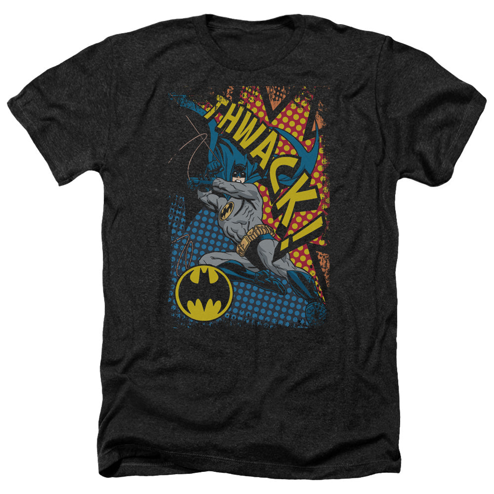 AN OFFCIALLY LICENSED BATMAN THWACK MEN'S HEATHER T-SHIRT CHARCOAL