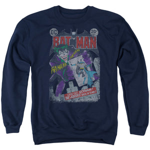 AN OFFCIALLY LICENSED BATMAN #251 DISTRESSED ADULT UNISEX CREWNECK SWEATSHIRT NAVY
