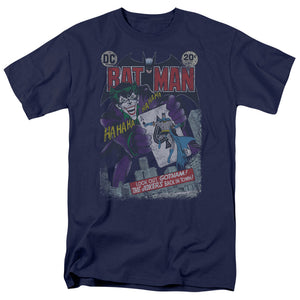 AN OFFCIALLY LICENSED BATMAN #251 DISTRESSED MEN'S REGULAR FIT T-SHIRT NAVY