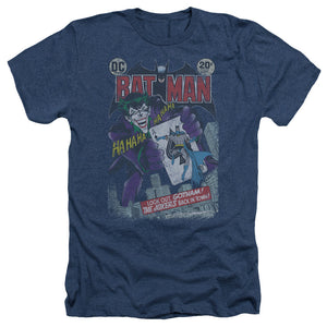AN OFFCIALLY LICENSED BATMAN #251 DISTRESSED MEN'S HEATHER T-SHIRT NAVY