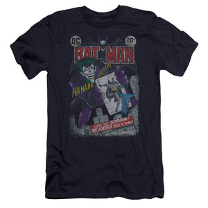 AN OFFCIALLY LICENSED BATMAN #251 DISTRESSED MEN'S PREMIUM SLIM FIT T-SHIRT NAVY