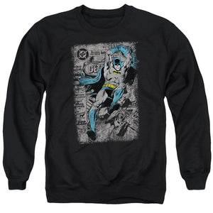 AN OFFCIALLY LICENSED BATMAN DETECTIVE #487 DISTRESS ADULT UNISEX CREWNECK SWEATSHIRT BLACK