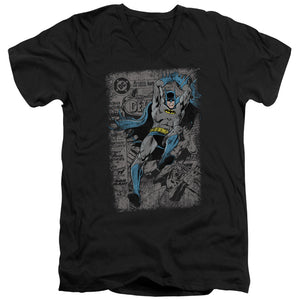 AN OFFCIALLY LICENSED BATMAN DETECTIVE #487 DISTRESS MEN'S V-NECK T-SHIRT BLACK