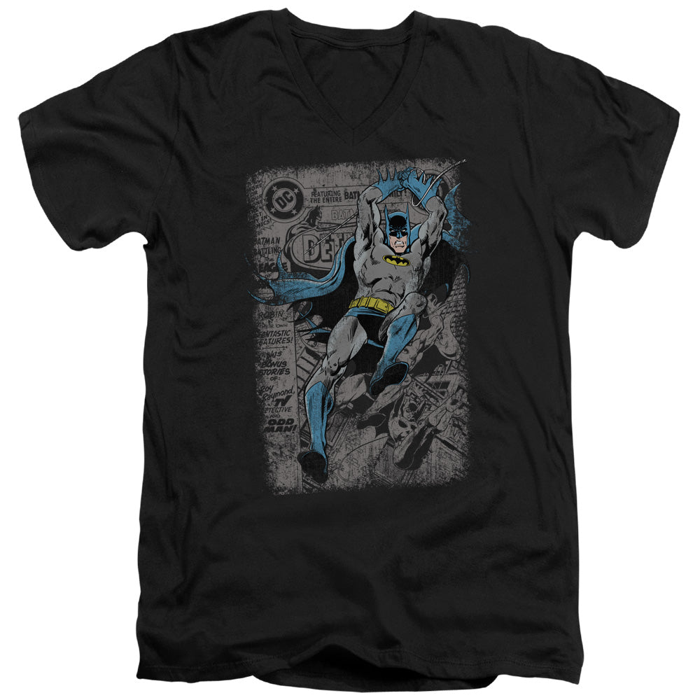 AN OFFCIALLY LICENSED BATMAN DETECTIVE #487 DISTRESS MEN'S V-NECK T-SHIRT BLACK