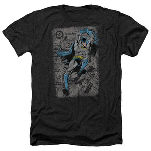 AN OFFCIALLY LICENSED BATMAN DETECTIVE #487 DISTRESS MEN'S HEATHER T-SHIRT CHARCOAL